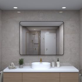 Wall Mirror 30x40 Inch Black Rectangular Mirror Metal Framed Mirror Vanity Mirror Dressing Mirror, for Bathroom, Living Room, Bedroom Wall Decor