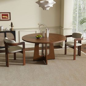 Round Dining Table for 4 - 47 Inch Farmhouse Kitchen Table, MDF Circle Table with Wood Grain Finish, 300lb Weight Capacity