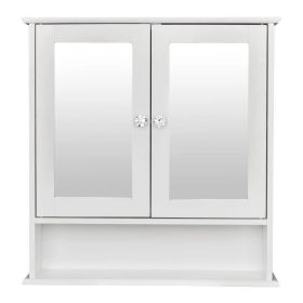 Contemporary 2-Door Wall Mounted Bathroom Medicine Cabinet with Mirror in White