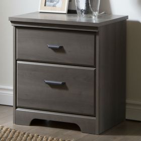 Contempoary 2-Drawer Bedroom Nightstand in Gray Maple Wood Finish