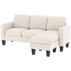Sectional Sofa, L Shaped Couch, with Reversible Chaise or Ottoman, Cream White