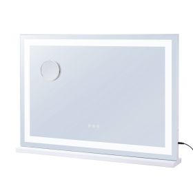 Large Vanity Mirror with Lights, Three Color Lighting Modes, Lighted Makeup LED Mirror,5X Magnification,USB Port,Smart Touch Control