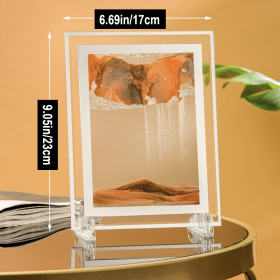 1pc; Dynamic Square Quicksand Painting; Romantic Gift; Quicksand Painting Decoration; Home Decoration; Office Desktop Decoration; Hourglass Dynam (Color: Yellow, size: 9.05in/23cm)