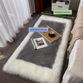 Soft and Fluffy Sheepskin Rug for Bedroom and Living Room - Non-Slip and Machine Washable Carpet for Dormitory and Room Decor 1 pc (Color: Light White+Grey, size: 23.62*62.99inch)