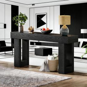 Wooden Sofa Table, 63-Inch Console Table For Entryway (Main Color: Black, Main Material: Wood)